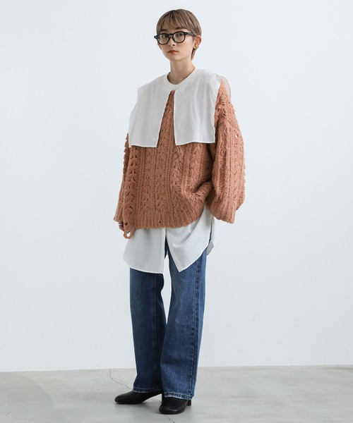 select MOCA(セレクトモカ)の「2021 AW スタンドネックケープカラーブラウス(シャツ/ブラウス・レディース・ホワイト/ブラック/ブルーグレー・FREE)」の4枚目の写真