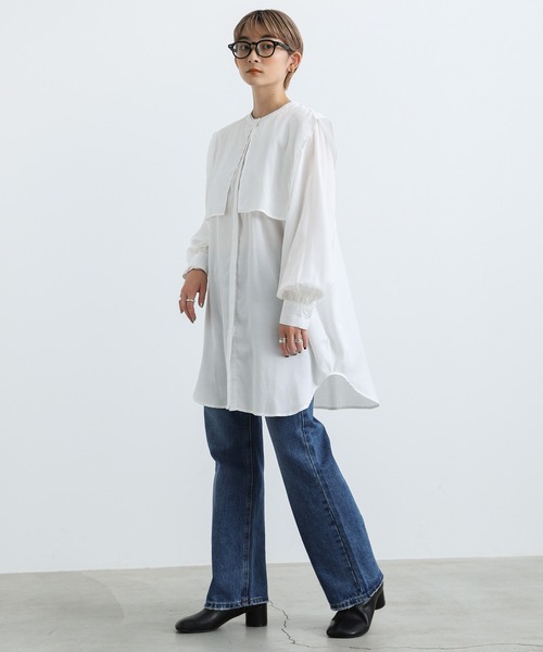 select MOCA(セレクトモカ)の「2021 AW スタンドネックケープカラーブラウス(シャツ/ブラウス・レディース・ホワイト/ブラック/ブルーグレー・FREE)」の10枚目の写真
