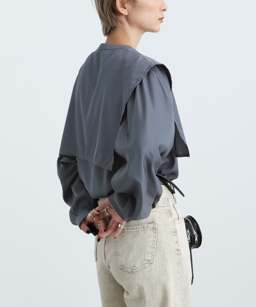 select MOCA(セレクトモカ)の「2021 AW スタンドネックケープカラーブラウス(シャツ/ブラウス・レディース・ホワイト/ブラック/ブルーグレー・FREE)」の17枚目の写真