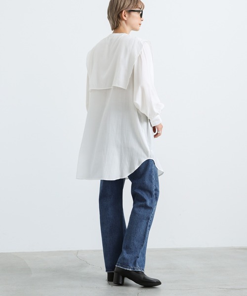select MOCA(セレクトモカ)の「2021 AW スタンドネックケープカラーブラウス(シャツ/ブラウス・レディース・ホワイト/ブラック/ブルーグレー・FREE)」の8枚目の写真