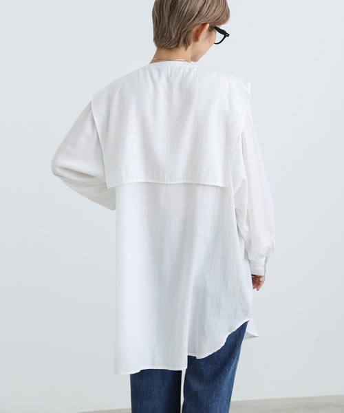 select MOCA(セレクトモカ)の「2021 AW スタンドネックケープカラーブラウス(シャツ/ブラウス・レディース・ホワイト/ブラック/ブルーグレー・FREE)」の11枚目の写真