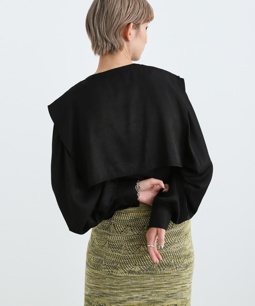 select MOCA(セレクトモカ)の「2021 AW スタンドネックケープカラーブラウス(シャツ/ブラウス・レディース・ホワイト/ブラック/ブルーグレー・FREE)」の14枚目の写真