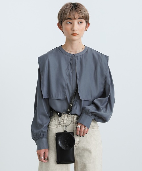 2021 AW スタンドネックケープカラーブラウス（シャツ/ブラウス