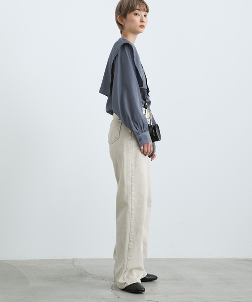 select MOCA(セレクトモカ)の「2021 AW スタンドネックケープカラーブラウス(シャツ/ブラウス・レディース・ホワイト/ブラック/ブルーグレー・FREE)」の19枚目の写真