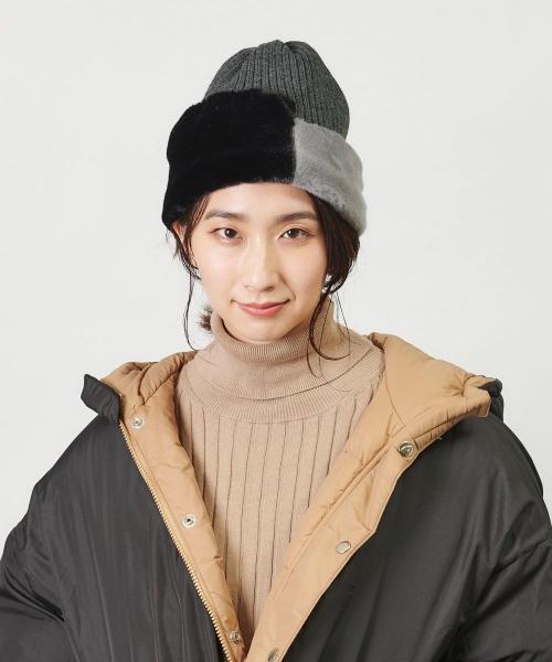 CONVERSE(コンバース)の「CONVERSE FUR BLOCK KNIT WATCH(ニットキャップ/ビーニー・レディース・ホワイト/ブラック/ミント・FREE)」の12枚目の写真