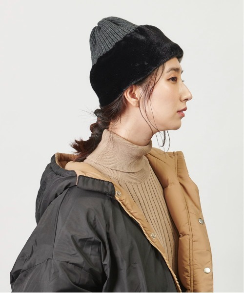 CONVERSE(コンバース)の「CONVERSE FUR BLOCK KNIT WATCH(ニットキャップ/ビーニー・レディース・ホワイト/ブラック/ミント・FREE)」の10枚目の写真
