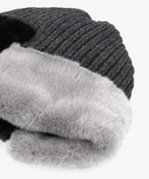 CONVERSE(コンバース)の「CONVERSE FUR BLOCK KNIT WATCH(ニットキャップ/ビーニー・レディース・ホワイト/ブラック/ミント・FREE)」の6枚目の写真