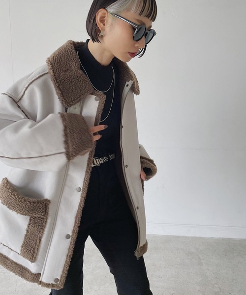 PAGEBOY（ページボーイ）の「フェイクレザーB-3ブルゾン（ブルゾン・レディース・ブラック/ブラウン系その他/グレイッシュベージュ・FREE）」の10枚目の写真