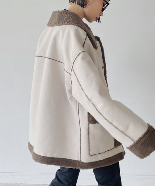 PAGEBOY（ページボーイ）の「フェイクレザーB-3ブルゾン（ブルゾン・レディース・ブラック/ブラウン系その他/グレイッシュベージュ・FREE）」の5枚目の写真