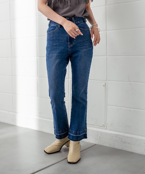 mystic（ミスティック）の「ビューティフレアデニムパンツ（デニムパンツ・レディース・ブラック/ブルー/グレー・1/2）」の3枚目の写真