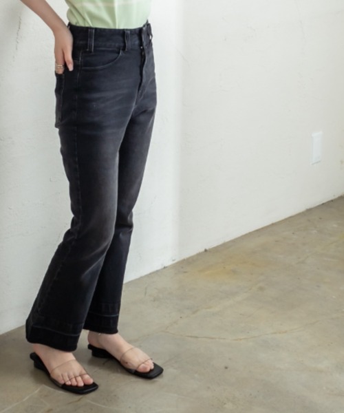 mystic（ミスティック）の「ビューティフレアデニムパンツ（デニムパンツ・レディース・ブラック/ブルー/グレー・1/2）」の7枚目の写真