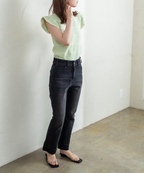 mystic（ミスティック）の「ビューティフレアデニムパンツ（デニムパンツ・レディース・ブラック/ブルー/グレー・1/2）」の4枚目の写真