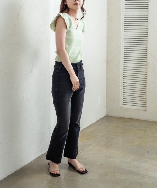 mystic（ミスティック）の「ビューティフレアデニムパンツ（デニムパンツ・レディース・ブラック/ブルー/グレー・1/2）」の5枚目の写真