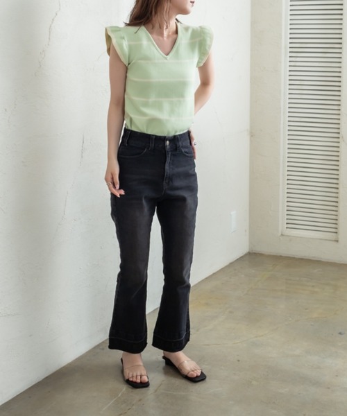 mystic（ミスティック）の「ビューティフレアデニムパンツ（デニムパンツ・レディース・ブラック/ブルー/グレー・1/2）」の6枚目の写真