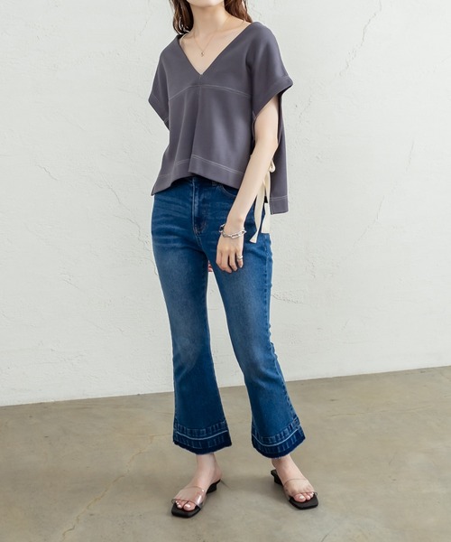 mystic（ミスティック）の「ビューティフレアデニムパンツ（デニムパンツ・レディース・ブラック/ブルー/グレー・1/2）」の8枚目の写真