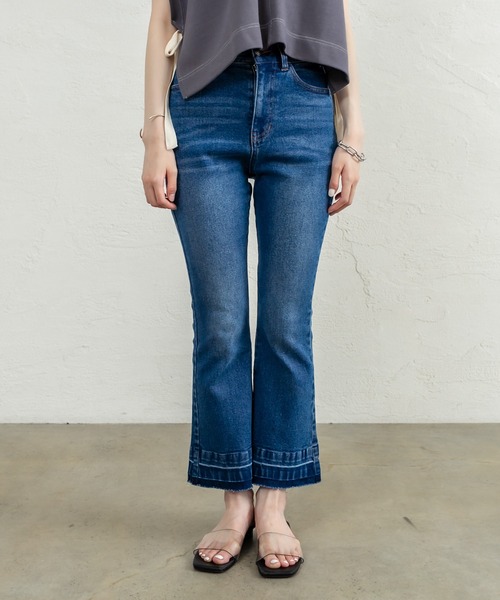 mystic（ミスティック）の「ビューティフレアデニムパンツ（デニムパンツ・レディース・ブラック/ブルー/グレー・1/2）」の10枚目の写真