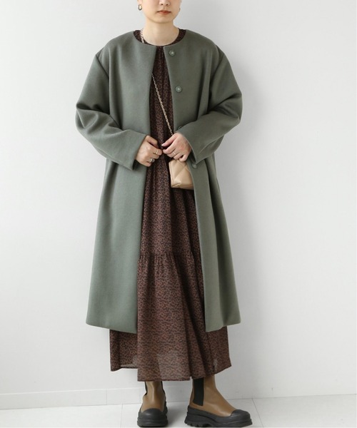 JOURNAL STANDARD relume（ジャーナルスタンダード　レリューム）の「《別注》LANA WOOL 140クルーネックコート◆（ノーカラーコート・レディース・ベージュ/ブラック/グリーン・42/34/38/36/40）」の15枚目の写真