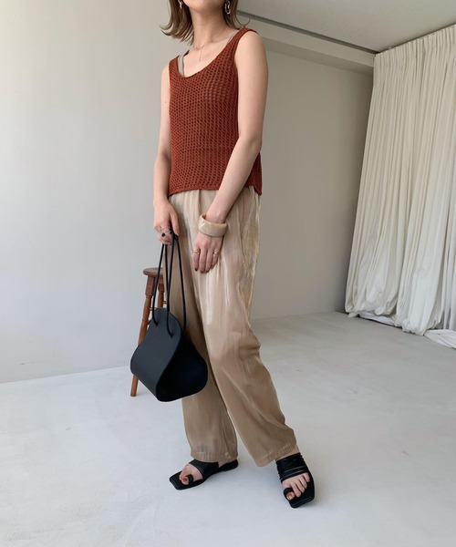 Amiur（エミレ）の「waffle knit tops（タンクトップ・レディース・ダークオレンジ/マスタード/アイボリー・FREE）」の10枚目の写真