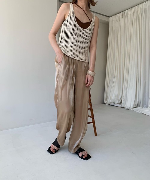 Amiur（エミレ）の「waffle knit tops（タンクトップ・レディース・ダークオレンジ/マスタード/アイボリー・FREE）」の15枚目の写真