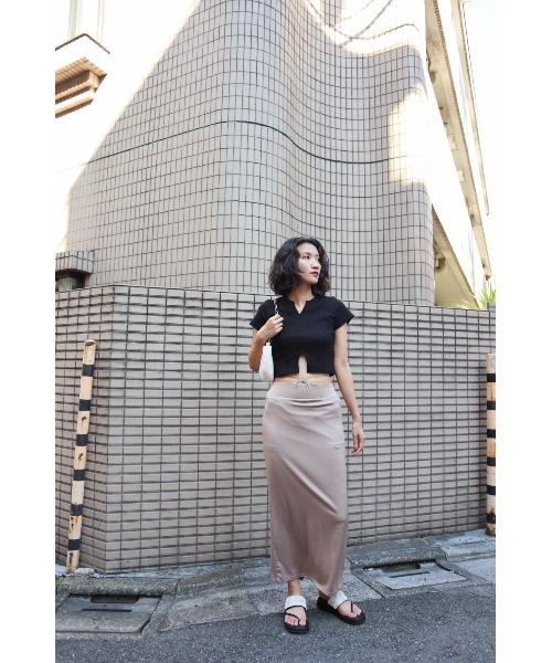 FIG&VIPER（フィグアンドバイパー）の「ウエストデザインロングSK（スカート・レディース・ベージュ/ブラック/カーキ・FREE）」の13枚目の写真