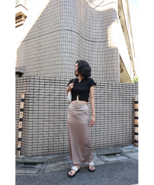 FIG&VIPER（フィグアンドバイパー）の「ウエストデザインロングSK（スカート・レディース・ベージュ/ブラック/カーキ・FREE）」の6枚目の写真