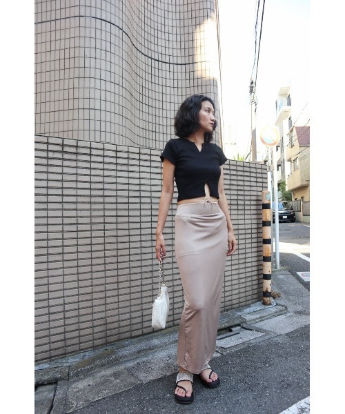 FIG&VIPER（フィグアンドバイパー）の「ウエストデザインロングSK（スカート・レディース・ベージュ/ブラック/カーキ・FREE）」の16枚目の写真
