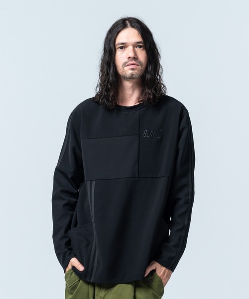 glamb(グラム)の「Patchwork Pullover Jersey / パッチワークプルオーバージャージ(ジャージ・メンズ・ネイビー/ブラック・S/M/L)」の2枚目の写真