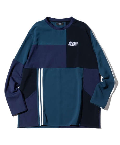 glamb(グラム)の「Patchwork Pullover Jersey / パッチワークプルオーバージャージ(ジャージ・メンズ・ネイビー/ブラック・S/M/L)」の3枚目の写真