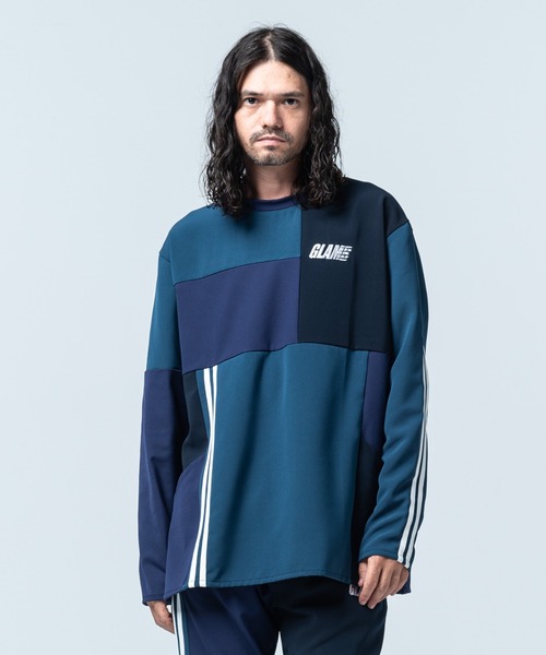 glamb(グラム)の「Patchwork Pullover Jersey / パッチワークプルオーバージャージ(ジャージ・メンズ・ネイビー/ブラック・S/M/L)」の12枚目の写真