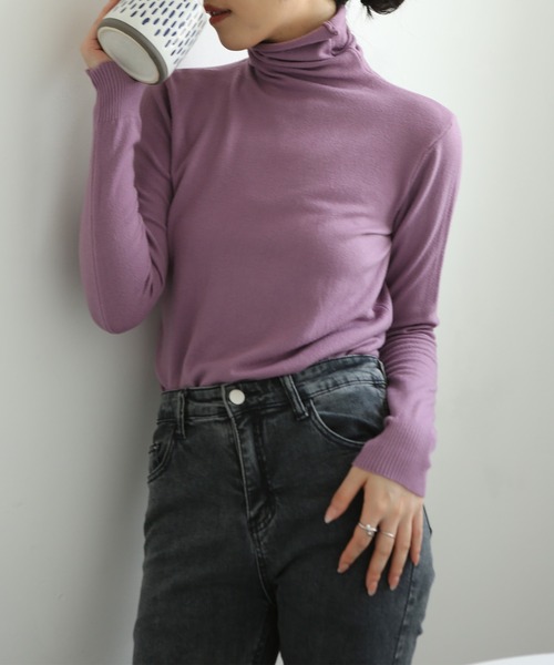 MAISON DE THERESE(メゾン ド テレーズ)の「タートルネック ニットトップス(ニット/セーター・レディース・グレー/ラベンダー/ピンク/キャメル/ホワイト/アイボリー/ブラック/ライトピンク/ベージュ・MEDIUM)」の6枚目の写真