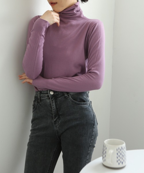 MAISON DE THERESE(メゾン ド テレーズ)の「タートルネック ニットトップス(ニット/セーター・レディース・グレー/ラベンダー/ピンク/キャメル/ホワイト/アイボリー/ブラック/ライトピンク/ベージュ・MEDIUM)」の12枚目の写真