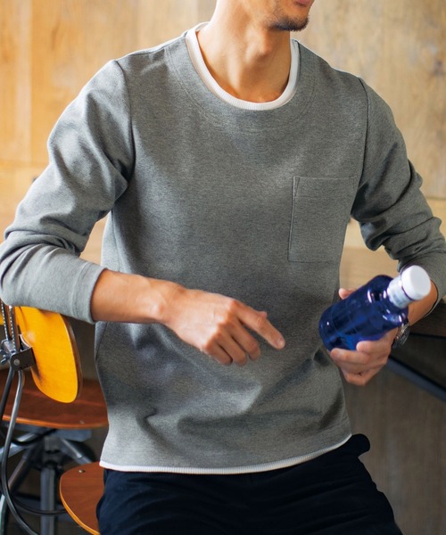 SPENDY'S Store（スペンディーズストア）の「フェイクレイヤードスウェット（スウェット・メンズ・グレー/ネイビー/カーキ・M/LL/L）」の2枚目の写真