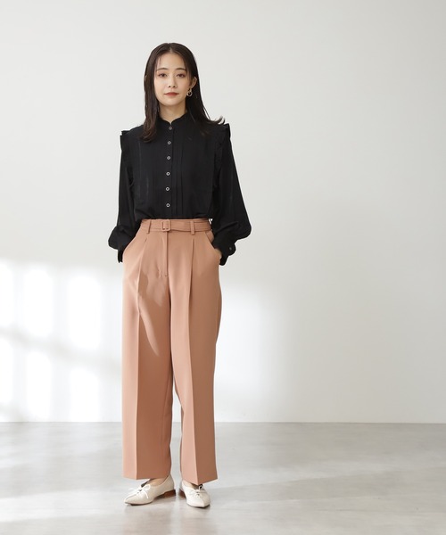 N.（N. Natural Beauty Basic）（エヌエヌナチュラルビューティーベーシック）の「◆リングドットタックフリルブラウス（シャツ/ブラウス・レディース・ブラック/カーキ/クリーム・MEDIUM）」の7枚目の写真