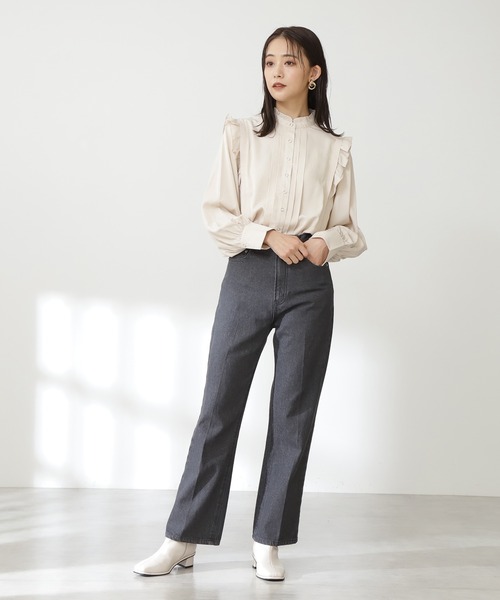 N.（N. Natural Beauty Basic）（エヌエヌナチュラルビューティーベーシック）の「◆リングドットタックフリルブラウス（シャツ/ブラウス・レディース・ブラック/カーキ/クリーム・MEDIUM）」の4枚目の写真