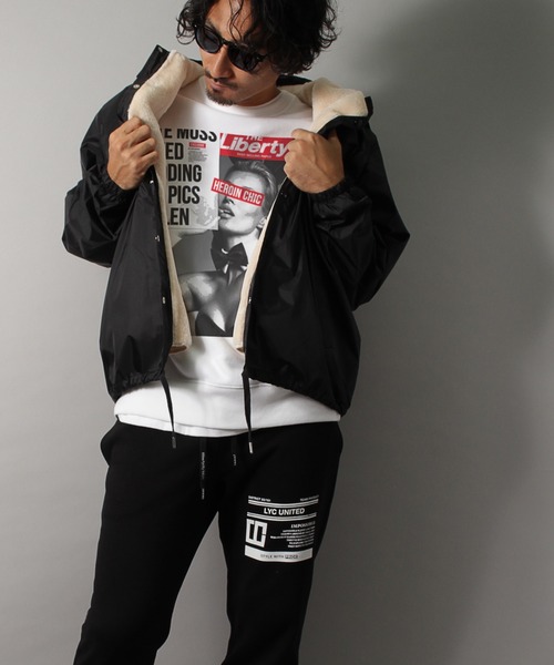 LIBERTY CITY（リバティシティ）の「【LIBERTY CITY/リバティーシティ】 [ODDS AND RISKS] 裏ファー・ロゴ・コーチジャケット（ナイロンジャケット・メンズ・ブラック/チャコールグレー・3/4/2）」の9枚目の写真