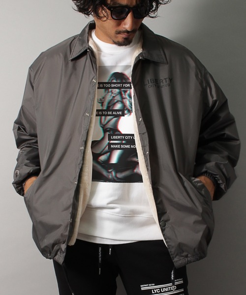 LIBERTY CITY（リバティシティ）の「【LIBERTY CITY/リバティーシティ】 [ODDS AND RISKS] 裏ファー・ロゴ・コーチジャケット（ナイロンジャケット・メンズ・ブラック/チャコールグレー・3/4/2）」の16枚目の写真
