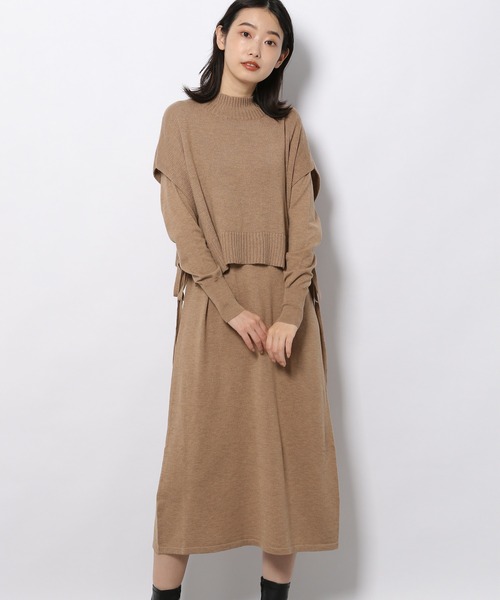 LAKOLE（ラコレ）の「【2点SET】レイヤードニットベスト×ワンピース