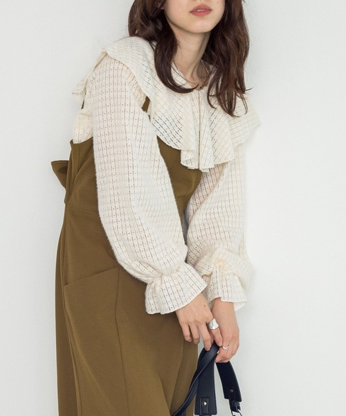w closet(ダブルクローゼット)の「バックリボンマーメイドジャンスカ(ジャンパースカート・レディース・オリーブ/ダークブラウン系1/ブラック・FREE)」の22枚目の写真