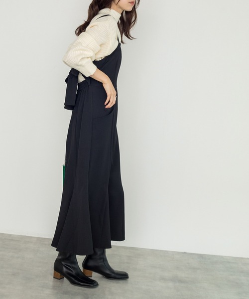 w closet(ダブルクローゼット)の「バックリボンマーメイドジャンスカ(ジャンパースカート・レディース・オリーブ/ダークブラウン系1/ブラック・FREE)」の9枚目の写真