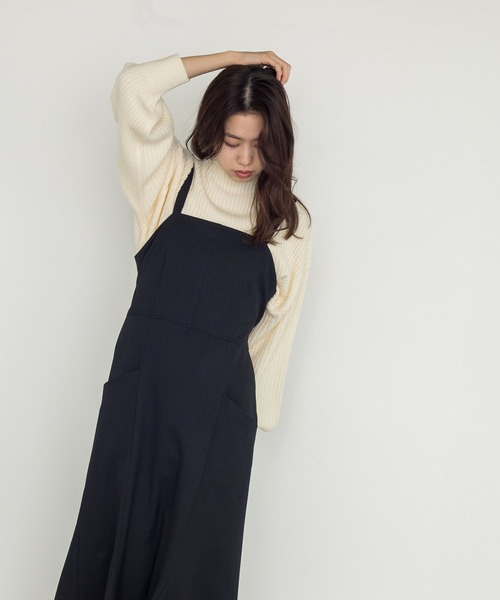 w closet(ダブルクローゼット)の「バックリボンマーメイドジャンスカ(ジャンパースカート・レディース・オリーブ/ダークブラウン系1/ブラック・FREE)」の16枚目の写真