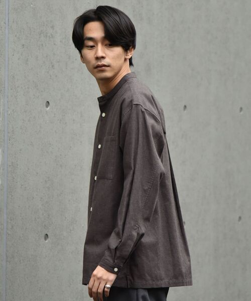 SHIPS(シップス)の「SHIPS: japan quality リラックスフィット バンドカラー ネルシャツ(シャツ/ブラウス・メンズ・ネイビー/ブラウン/オフホワイト・SMALL/MEDIUM/LARGE/X-LARGE)」の9枚目の写真
