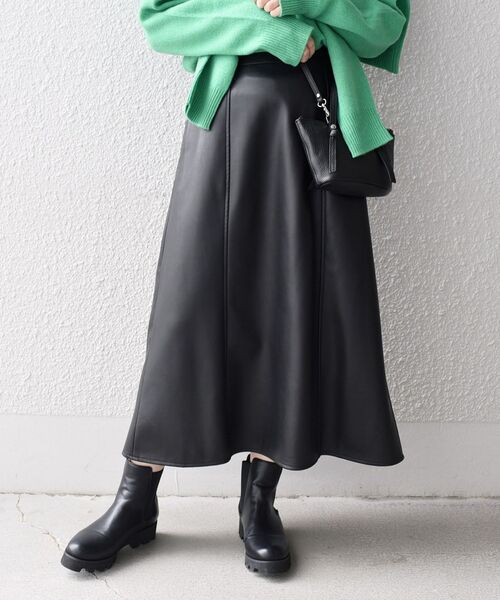 ヴィトン 20SS シープスキン スカート 34 レディース ブラック レザー セール】〈手洗い可能〉フェイクレザースカート◇（スカート）｜SHIPS