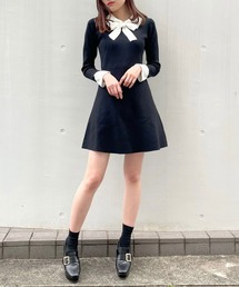 titty＆Co. PETIT | 【titty&Co.PETIT】バイカラーリボンニットワンピース(ワンピース)