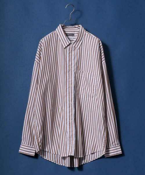 ANPAS（アンパス）の「MADE IN JAPAN Solid & Stripe & Total Pattern Print Big Silhouette Shirt/日本製 無地 ストライプ 総柄プリント ビッグシルエット シャツ（シャツ/ブラウス・メンズ・ホワイト/ブラック/ダークグリーン/ベージュ/ネイビー/グレー/サックスブルー/ブルー/グリーン/ブラック系その他/ベージュ系その他/ブルー系その他/ブラック系その他2/ネイビー×ホワイト/ブルー系その他2/グリーン系その他/ブルー系その他3/ブルー系その他4/チャコールグレー/グリーン系その他2/ベージュ系その他3/ブルー系その他6/ブラック系その他3/ベージュ系その他2/ブルー系その他5/グレー系その他2/グレー系その他/ブルー系その他7/グレイッシュブルー/ブラック系その他4/ブラック系その他6/ベージュ系その他4/パープル/ブラック系その他5・M/L）」の13枚目の写真