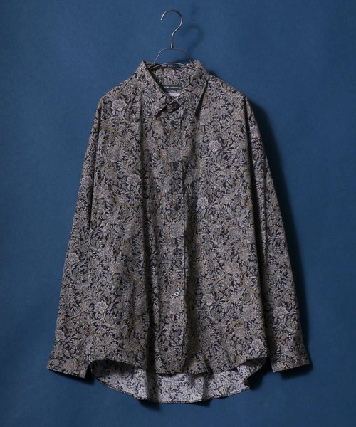 ANPAS（アンパス）の「MADE IN JAPAN Solid & Stripe & Total Pattern Print Big Silhouette Shirt/日本製 無地 ストライプ 総柄プリント ビッグシルエット シャツ（シャツ/ブラウス・メンズ・ホワイト/ブラック/ダークグリーン/ベージュ/ネイビー/グレー/サックスブルー/ブルー/グリーン/ブラック系その他/ベージュ系その他/ブルー系その他/ブラック系その他2/ネイビー×ホワイト/ブルー系その他2/グリーン系その他/ブルー系その他3/ブルー系その他4/チャコールグレー/グリーン系その他2/ベージュ系その他3/ブルー系その他6/ブラック系その他3/ベージュ系その他2/ブルー系その他5/グレー系その他2/グレー系その他/ブルー系その他7/グレイッシュブルー/ブラック系その他4/ブラック系その他6/ベージュ系その他4/パープル/ブラック系その他5・M/L）」の3枚目の写真