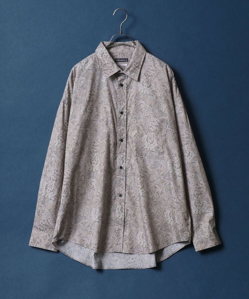 ANPAS（アンパス）の「MADE IN JAPAN Solid & Stripe & Total Pattern Print Big Silhouette Shirt/日本製 無地 ストライプ 総柄プリント ビッグシルエット シャツ（シャツ/ブラウス・メンズ・ホワイト/ブラック/ダークグリーン/ベージュ/ネイビー/グレー/サックスブルー/ブルー/グリーン/ブラック系その他/ベージュ系その他/ブルー系その他/ブラック系その他2/ネイビー×ホワイト/ブルー系その他2/グリーン系その他/ブルー系その他3/ブルー系その他4/チャコールグレー/グリーン系その他2/ベージュ系その他3/ブルー系その他6/ブラック系その他3/ベージュ系その他2/ブルー系その他5/グレー系その他2/グレー系その他/ブルー系その他7/グレイッシュブルー/ブラック系その他4/ブラック系その他6/ベージュ系その他4/パープル/ブラック系その他5・M/L）」の11枚目の写真