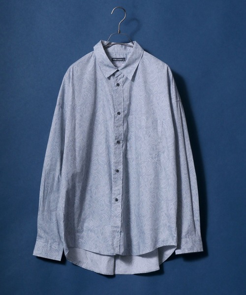 ANPAS（アンパス）の「MADE IN JAPAN Solid & Stripe & Total Pattern Print Big Silhouette Shirt/日本製 無地 ストライプ 総柄プリント ビッグシルエット シャツ（シャツ/ブラウス・メンズ・ホワイト/ブラック/ダークグリーン/ベージュ/ネイビー/グレー/サックスブルー/ブルー/グリーン/ブラック系その他/ベージュ系その他/ブルー系その他/ブラック系その他2/ネイビー×ホワイト/ブルー系その他2/グリーン系その他/ブルー系その他3/ブルー系その他4/チャコールグレー/グリーン系その他2/ベージュ系その他3/ブルー系その他6/ブラック系その他3/ベージュ系その他2/ブルー系その他5/グレー系その他2/グレー系その他/ブルー系その他7/グレイッシュブルー/ブラック系その他4/ブラック系その他6/ベージュ系その他4/パープル/ブラック系その他5・M/L）」の10枚目の写真