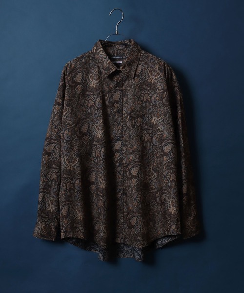 ANPAS（アンパス）の「MADE IN JAPAN Solid & Stripe & Total Pattern Print Big Silhouette Shirt/日本製 無地 ストライプ 総柄プリント ビッグシルエット シャツ（シャツ/ブラウス・メンズ・ホワイト/ブラック/ダークグリーン/ベージュ/ネイビー/グレー/サックスブルー/ブルー/グリーン/ブラック系その他/ベージュ系その他/ブルー系その他/ブラック系その他2/ネイビー×ホワイト/ブルー系その他2/グリーン系その他/ブルー系その他3/ブルー系その他4/チャコールグレー/グリーン系その他2/ベージュ系その他3/ブルー系その他6/ブラック系その他3/ベージュ系その他2/ブルー系その他5/グレー系その他2/グレー系その他/ブルー系その他7/グレイッシュブルー/ブラック系その他4/ブラック系その他6/ベージュ系その他4/パープル/ブラック系その他5・M/L）」の4枚目の写真