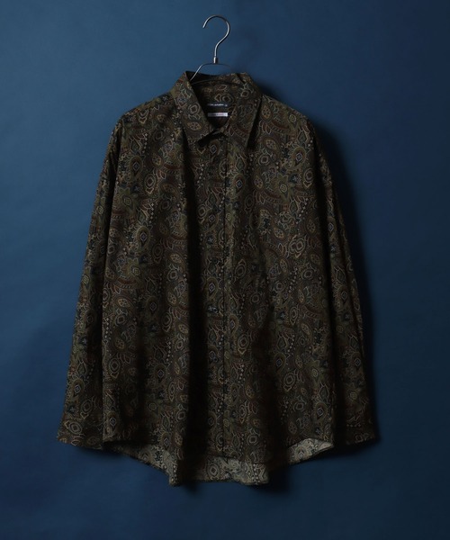 ANPAS（アンパス）の「MADE IN JAPAN Solid & Stripe & Total Pattern Print Big Silhouette Shirt/日本製 無地 ストライプ 総柄プリント ビッグシルエット シャツ（シャツ/ブラウス・メンズ・ホワイト/ブラック/ダークグリーン/ベージュ/ネイビー/グレー/サックスブルー/ブルー/グリーン/ブラック系その他/ベージュ系その他/ブルー系その他/ブラック系その他2/ネイビー×ホワイト/ブルー系その他2/グリーン系その他/ブルー系その他3/ブルー系その他4/チャコールグレー/グリーン系その他2/ベージュ系その他3/ブルー系その他6/ブラック系その他3/ベージュ系その他2/ブルー系その他5/グレー系その他2/グレー系その他/ブルー系その他7/グレイッシュブルー/ブラック系その他4/ブラック系その他6/ベージュ系その他4/パープル/ブラック系その他5・M/L）」の7枚目の写真