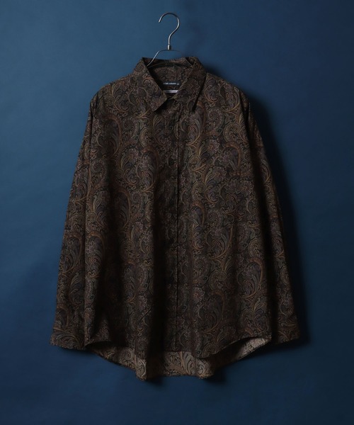 ANPAS（アンパス）の「MADE IN JAPAN Solid & Stripe & Total Pattern Print Big Silhouette Shirt/日本製 無地 ストライプ 総柄プリント ビッグシルエット シャツ（シャツ/ブラウス・メンズ・ホワイト/ブラック/ダークグリーン/ベージュ/ネイビー/グレー/サックスブルー/ブルー/グリーン/ブラック系その他/ベージュ系その他/ブルー系その他/ブラック系その他2/ネイビー×ホワイト/ブルー系その他2/グリーン系その他/ブルー系その他3/ブルー系その他4/チャコールグレー/グリーン系その他2/ベージュ系その他3/ブルー系その他6/ブラック系その他3/ベージュ系その他2/ブルー系その他5/グレー系その他2/グレー系その他/ブルー系その他7/グレイッシュブルー/ブラック系その他4/ブラック系その他6/ベージュ系その他4/パープル/ブラック系その他5・M/L）」の8枚目の写真